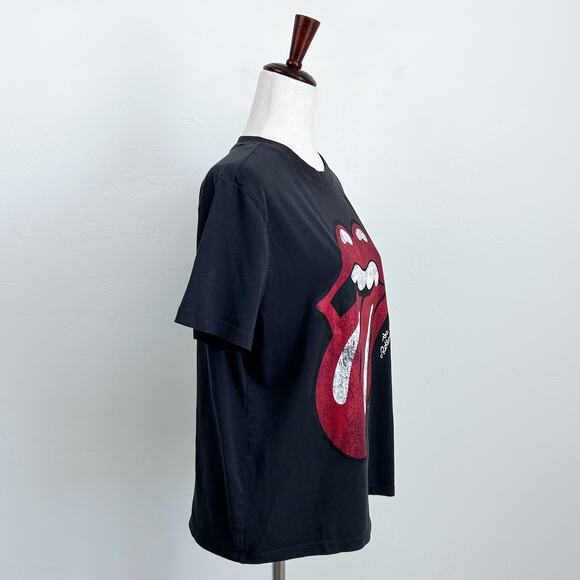 H&M Rolling Stones Lips Boxy Graphic Crewneck T-Shirt - Picture 4 of 6